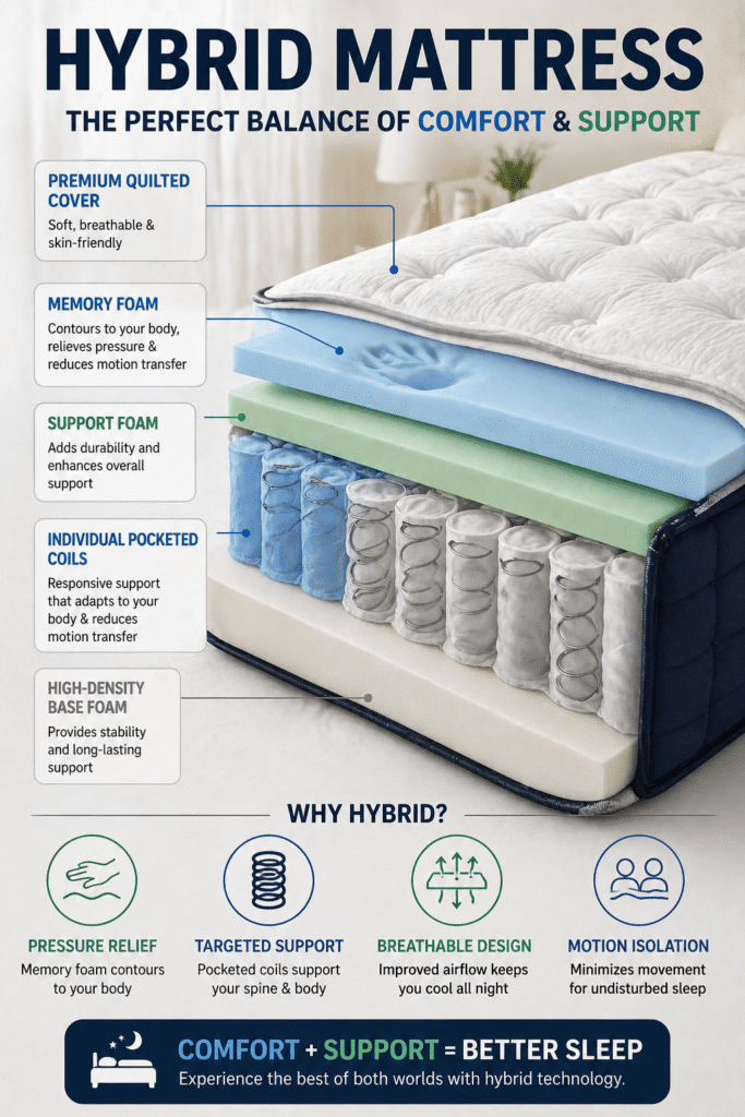 hybrid mattress for pain relief and sleep comfort