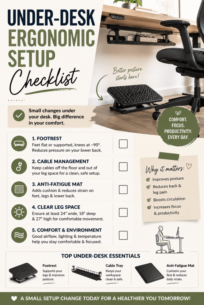 under-desk ergonomic setup checklist